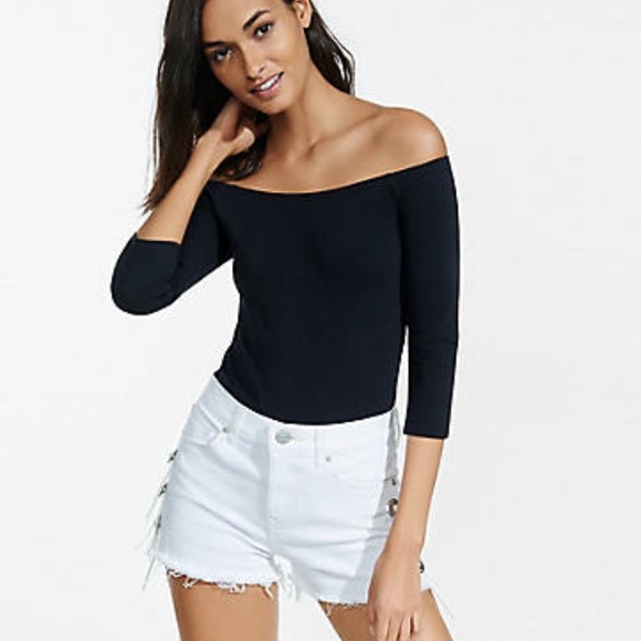 Express Tops - Black Off The Shoulder Top