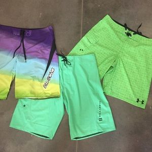 3 pairs of men's swim shorts trunks board shorts