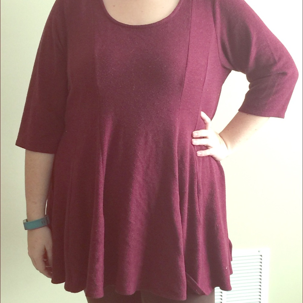 Maroon knit skater dress