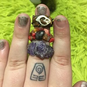 Three handmade gem rings