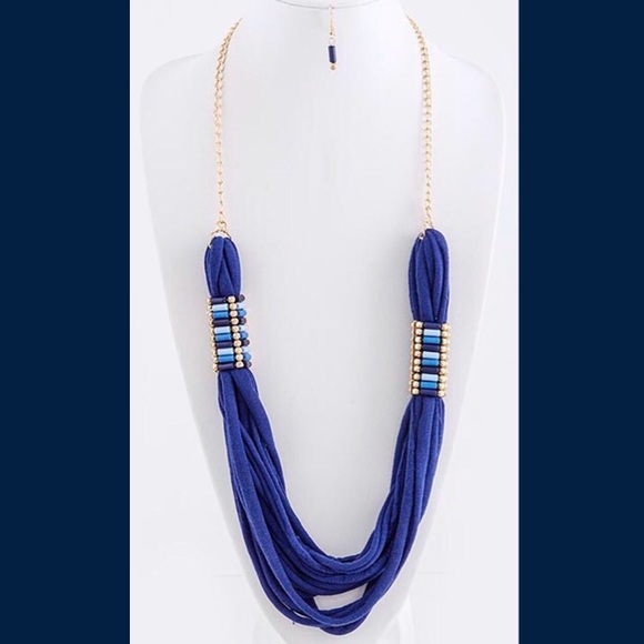 Jewelry - Unique Blue Fabric Necklace Jewelry - Unique Blue Fabric Necklace