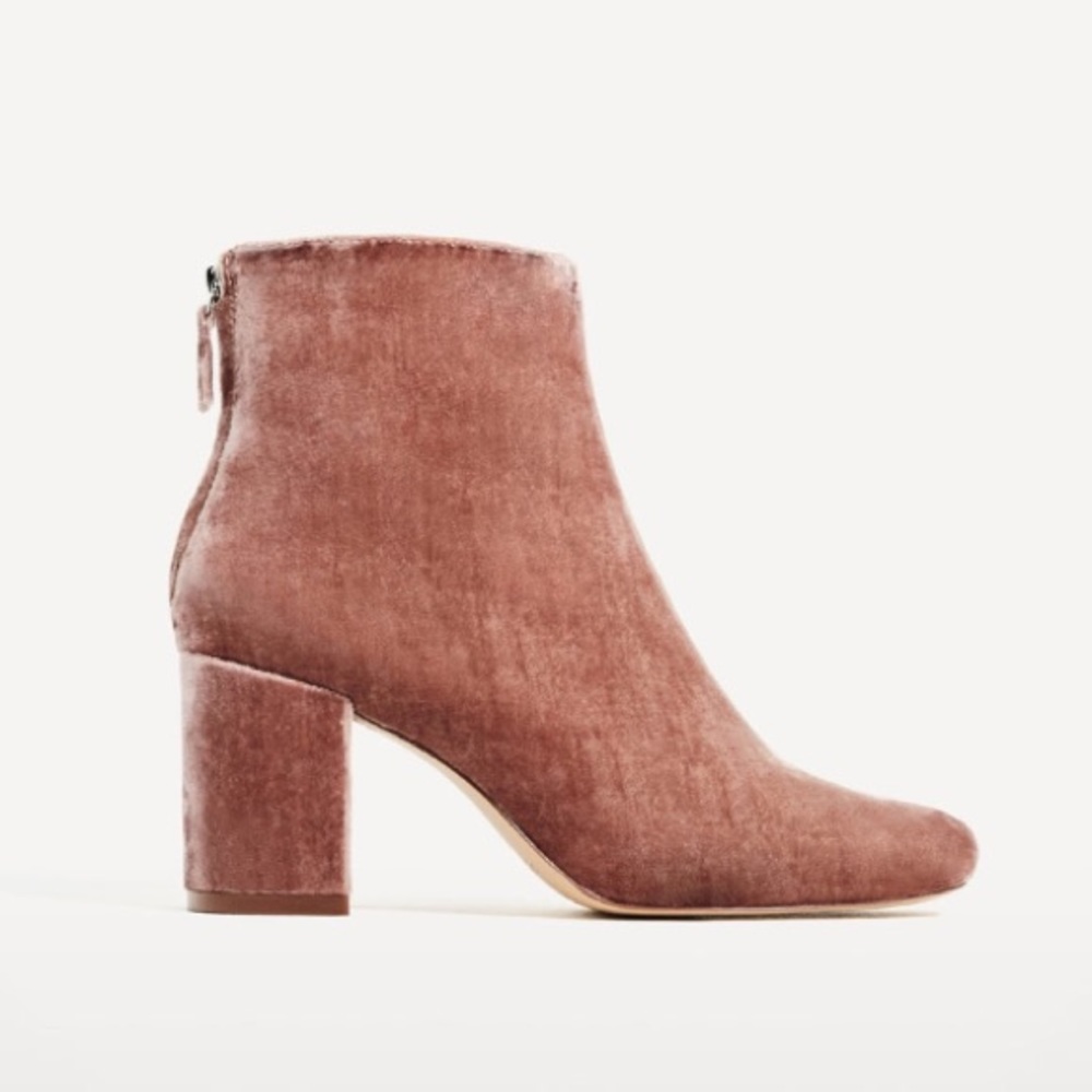 Zara Pink Velvet Boots
