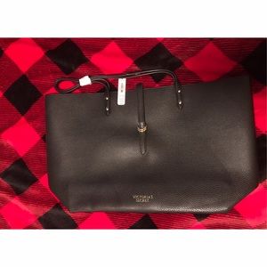 VS BLACK LEATHER TOTE BAG