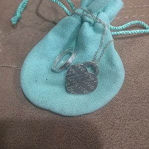 Tiffany Notes "I love you" ring and necklace set