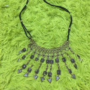 Bronze and velvet unique necklace