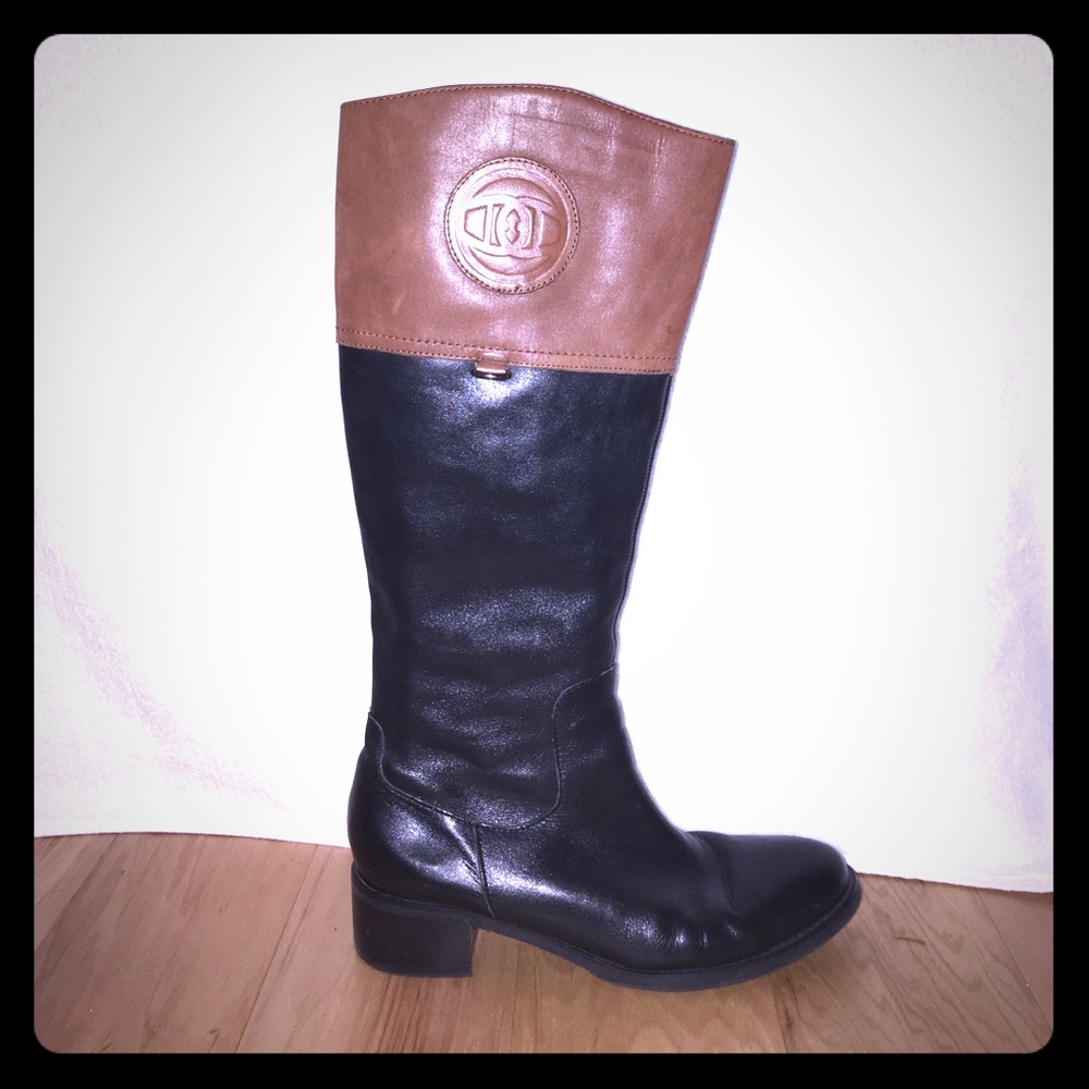Etienne Aigner black and brown riding boot