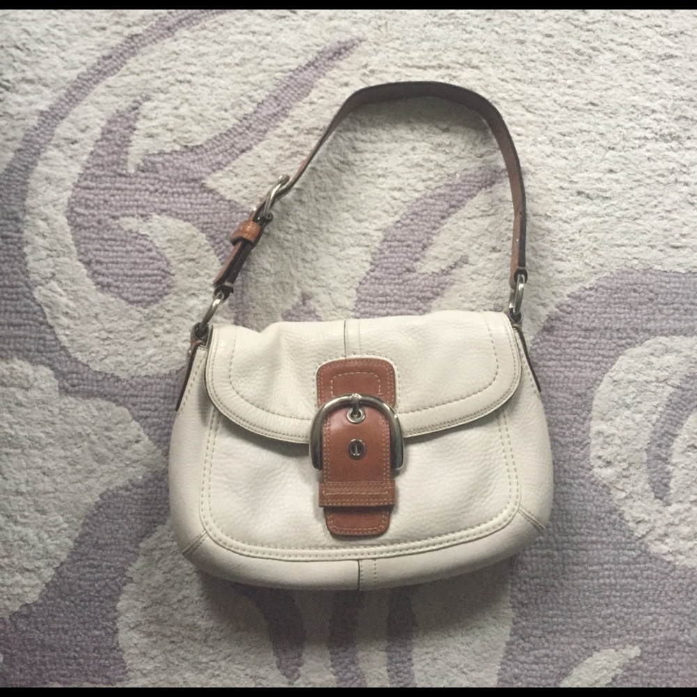 Coach white leather purse