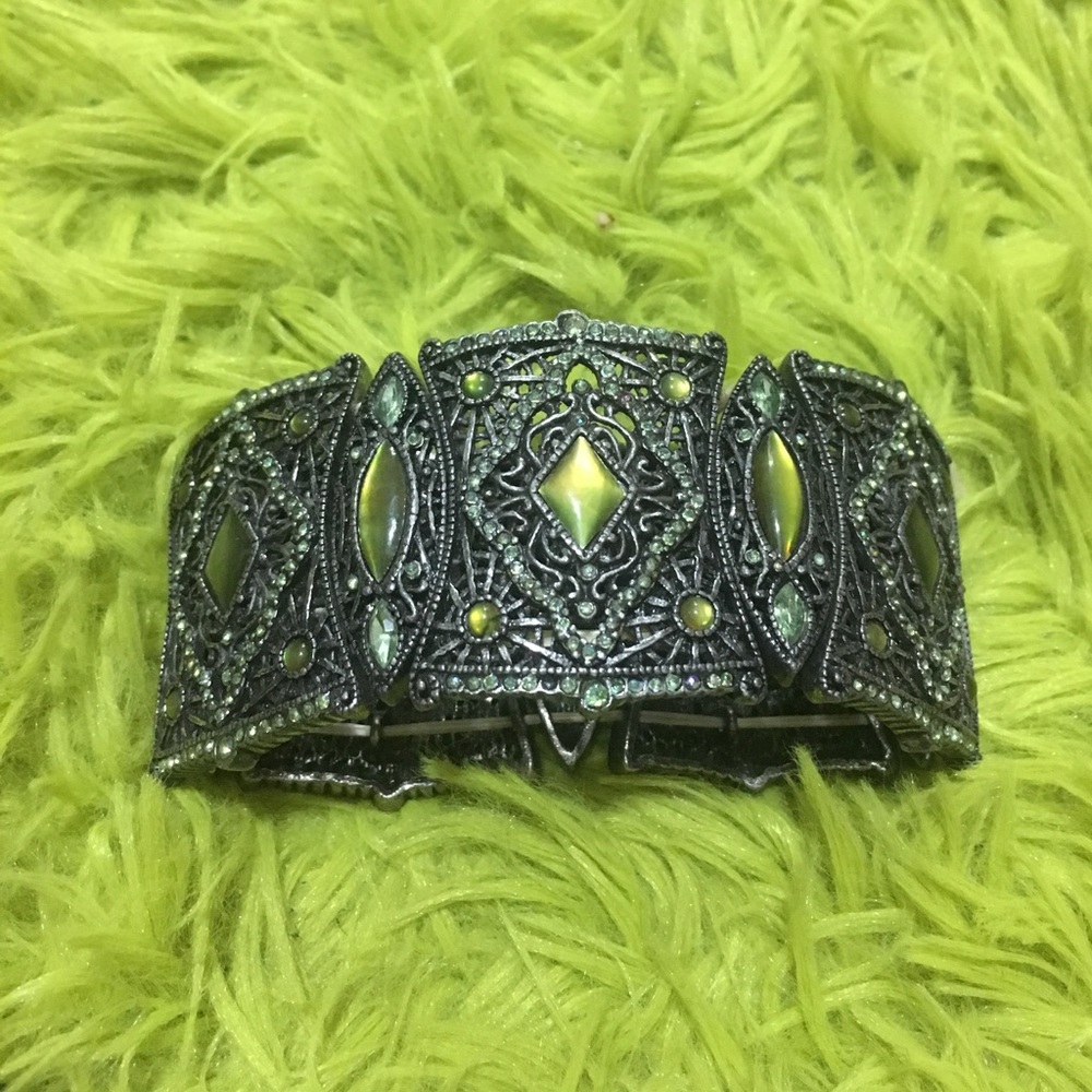 Statement green and black bracelet