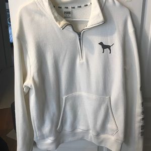 Cream Marl Sleeve Half Zip VS PINK