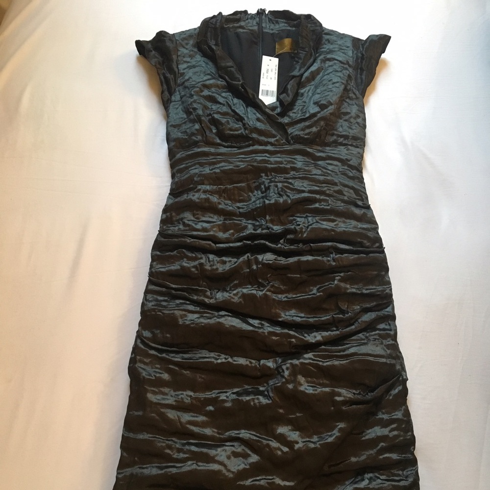 NEW Nicole Miller gray ruched dress