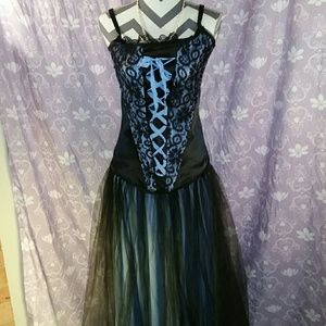 Beautiful Blue &Black Corset with matching Skirt