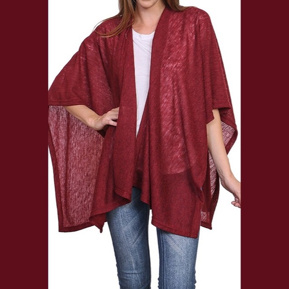 Accessories - Burgundy Kimono Poncho Accessories - Burgundy Kimono Poncho