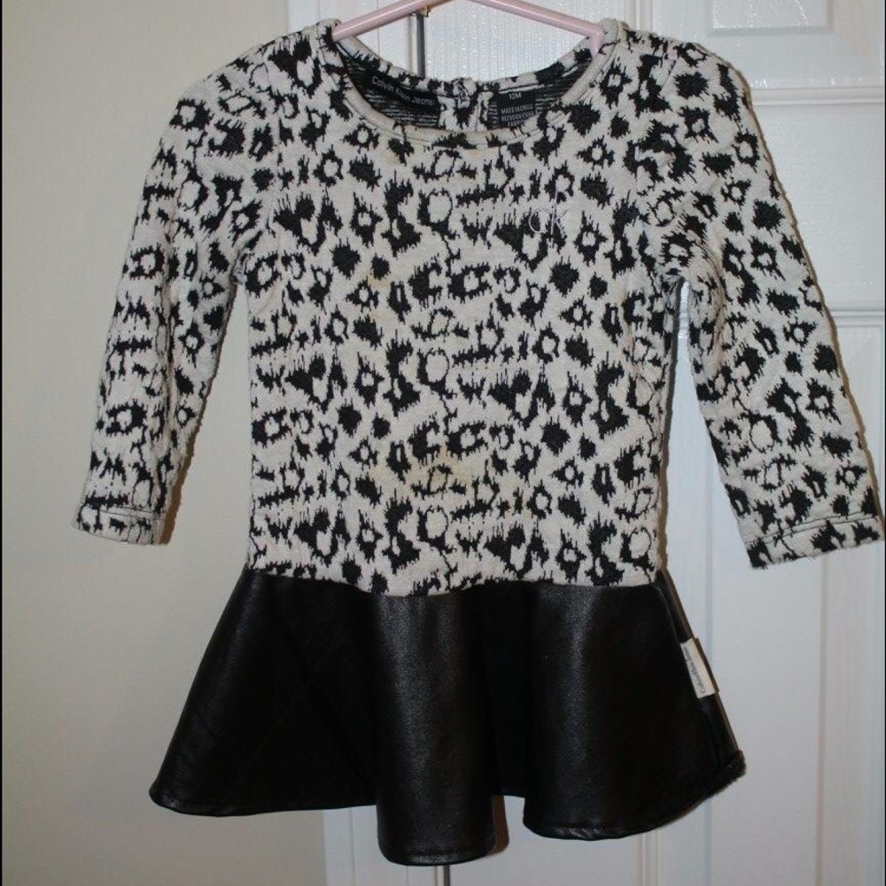 Calvin Klein baby girl dress, fake leather skirt