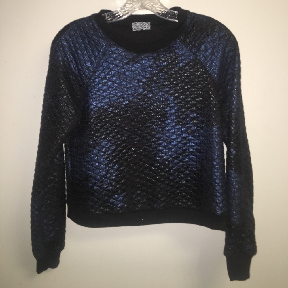 Blue & black metallic crewneck