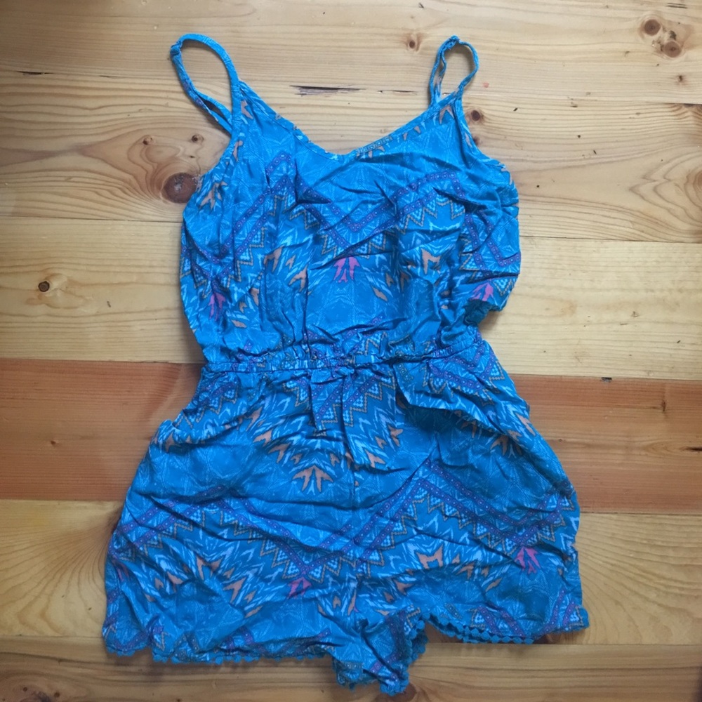 Blue multi-print romper