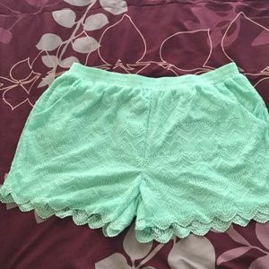 Lace shorts, sea foam green, never worn, NWOT