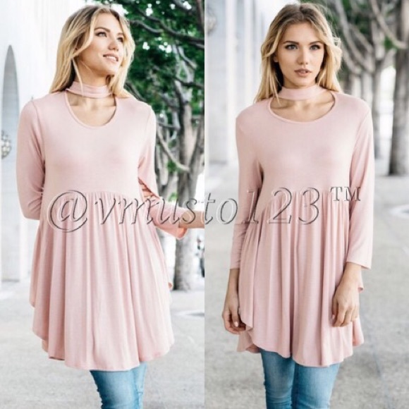 🎈SALE🎈Baby Pink Neck Wrap Tunic Top - Picture 3 of 5