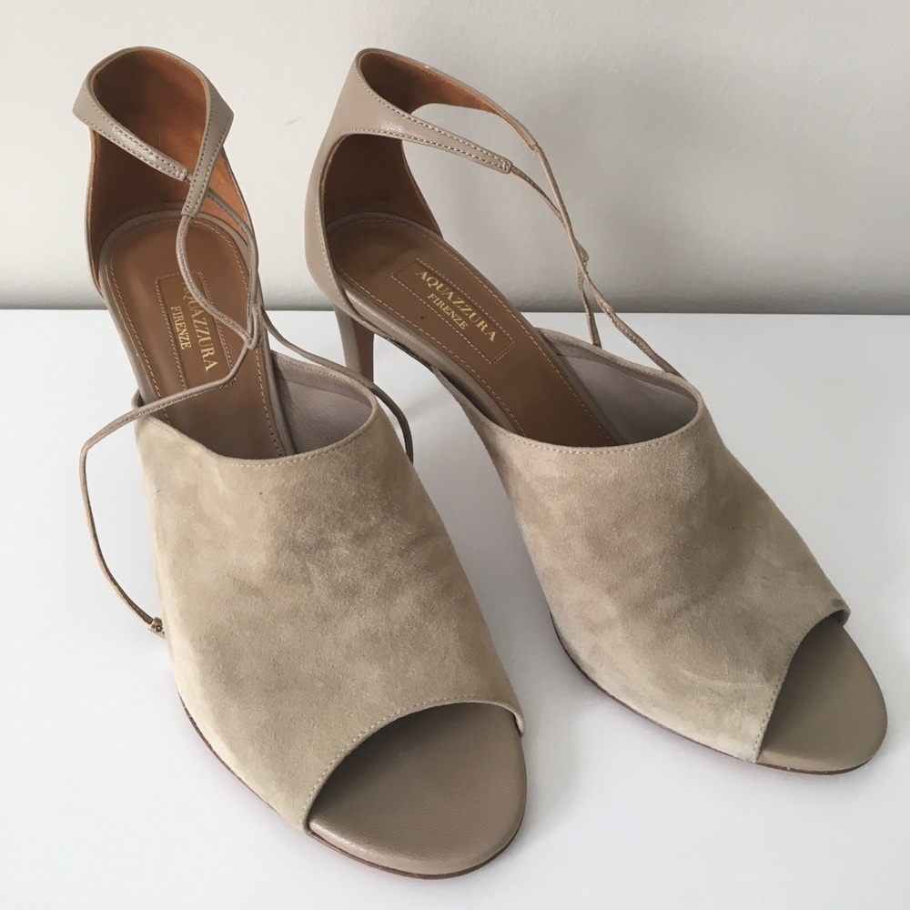 AQUAZZURA Estelle 85 Suede-Nappa in Ash