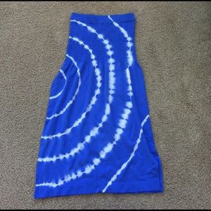 Blue and white tie dye bathing suit cover up