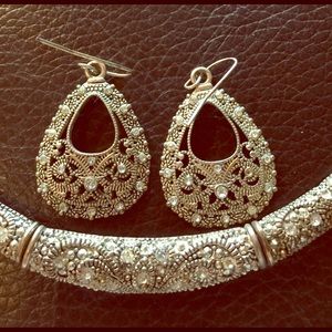 Premier silver necklace and earrings