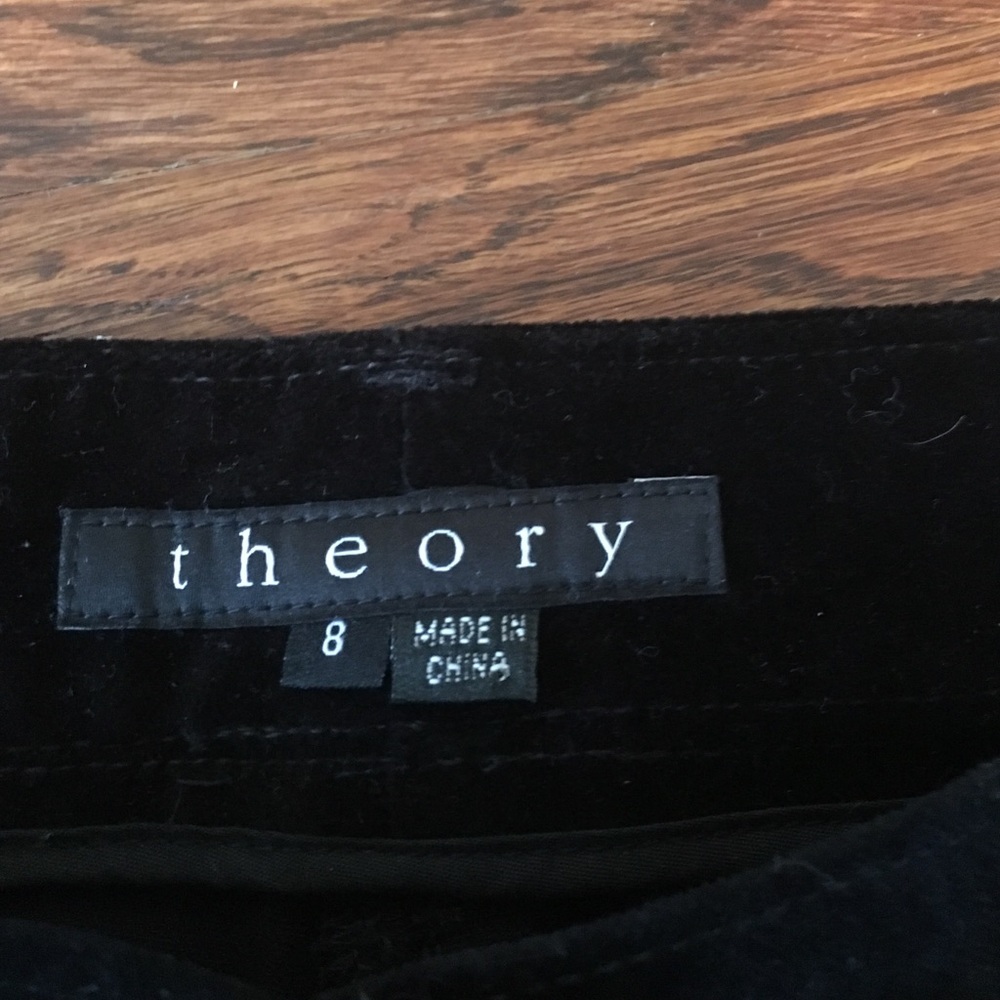 Theory black velvet pants. slim size 8