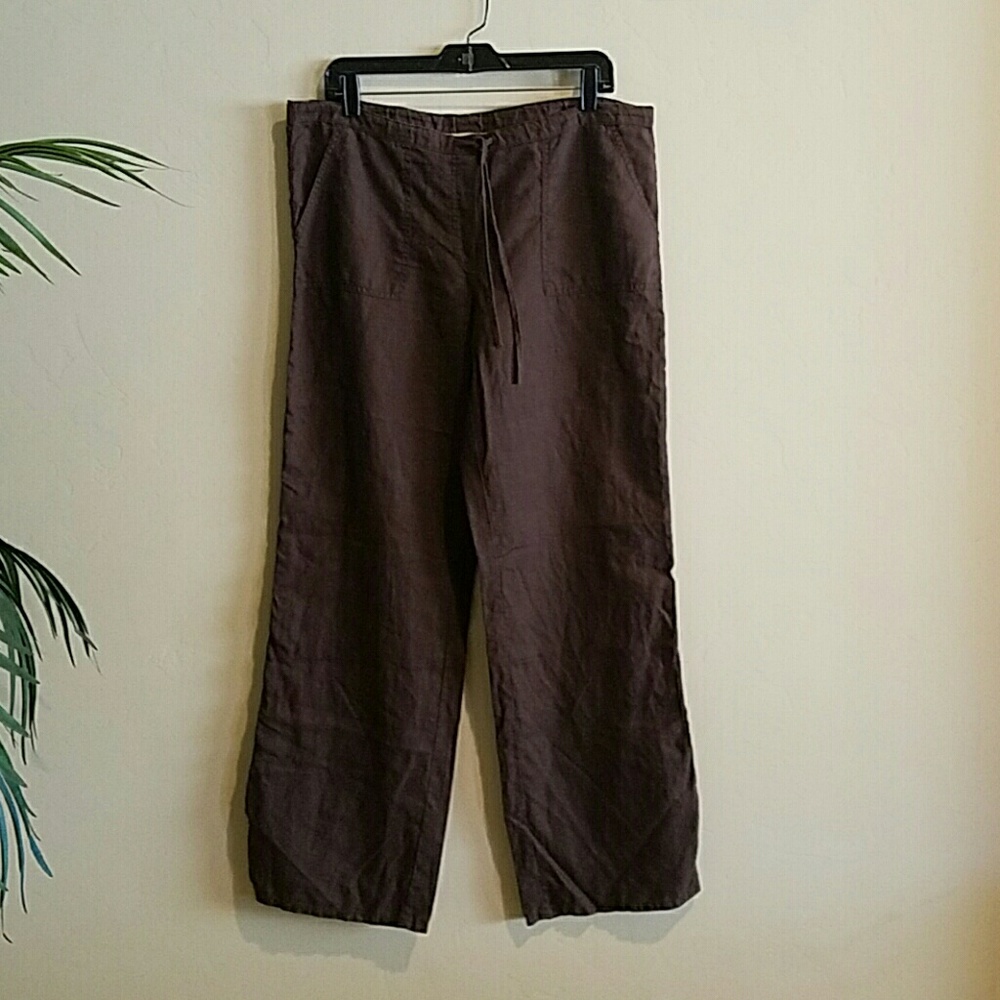 Front pocket linen trousers