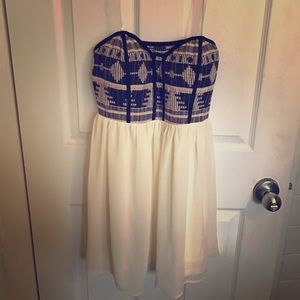 Navy and ivory Mustard Seed strapless dress