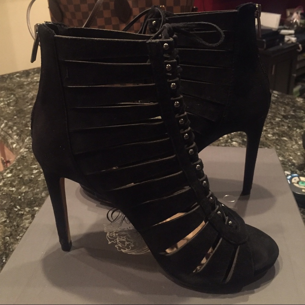 Vince Camuto open toe high heel bootie