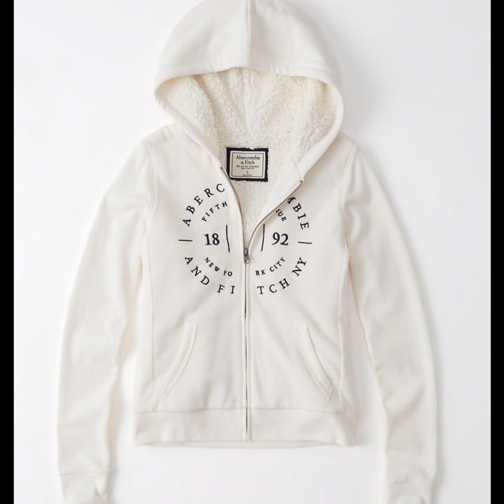 A&F SHERPA LOGO FULL-ZIP HOODIE