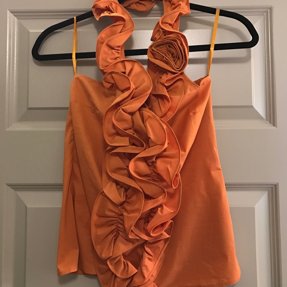 Orange frilly top!