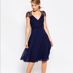 BNWT ASOS Kate Lace Midi Dress - Navy