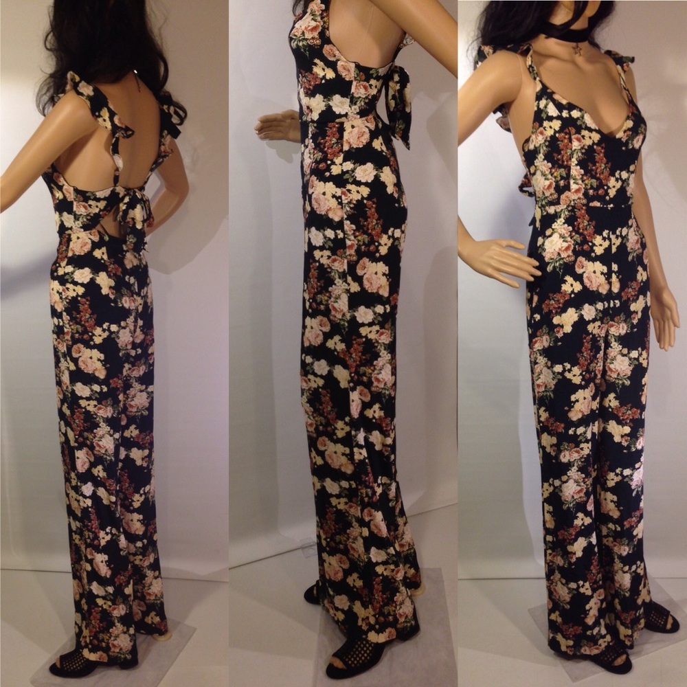 ZARA NAVY BLUE LONG PRINTED JUMPSUIT - Picture 5 of 8