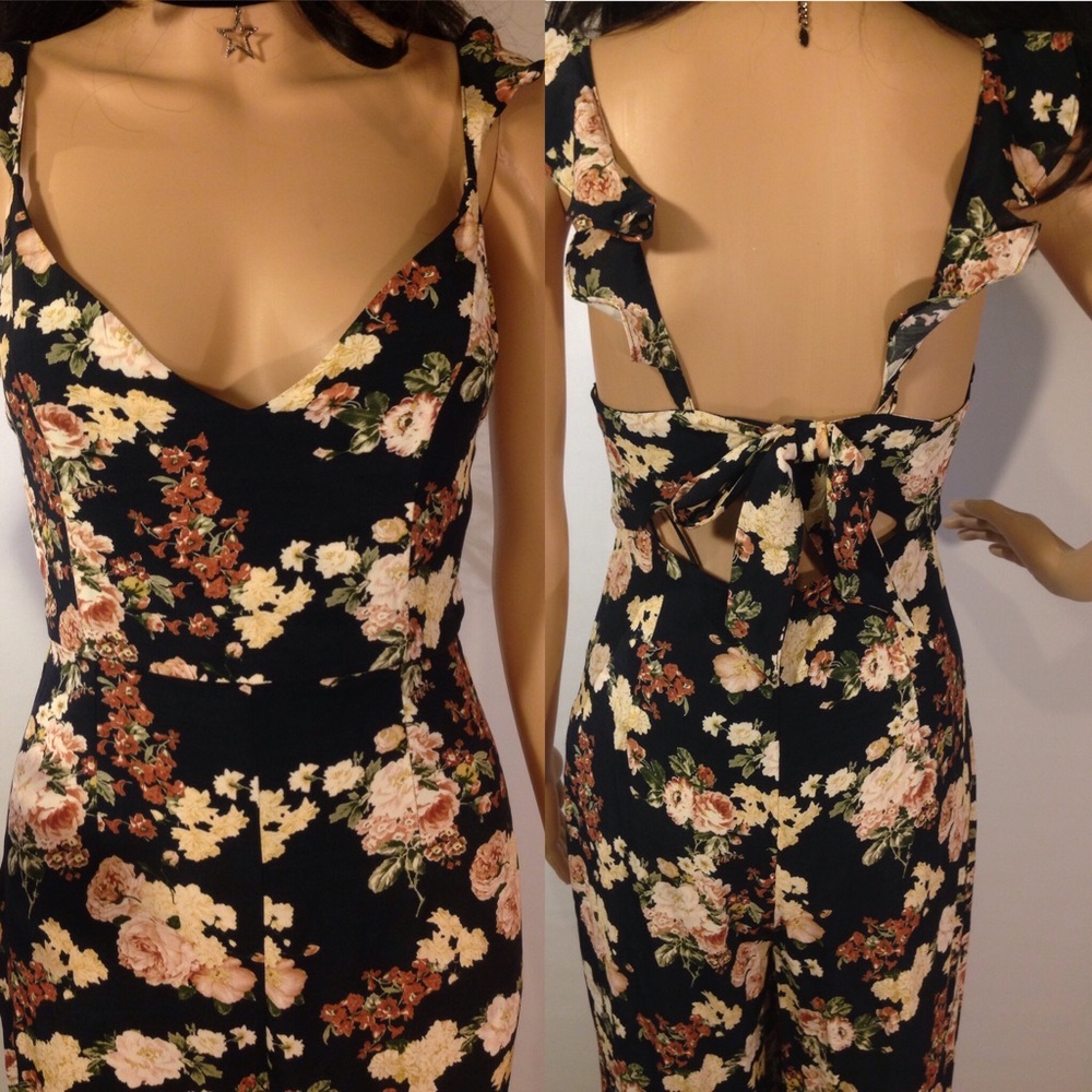 ZARA NAVY BLUE LONG PRINTED JUMPSUIT - Picture 6 of 8