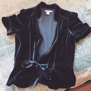 Kimchi Blue Blue Velvet Short Sleeved Jacket