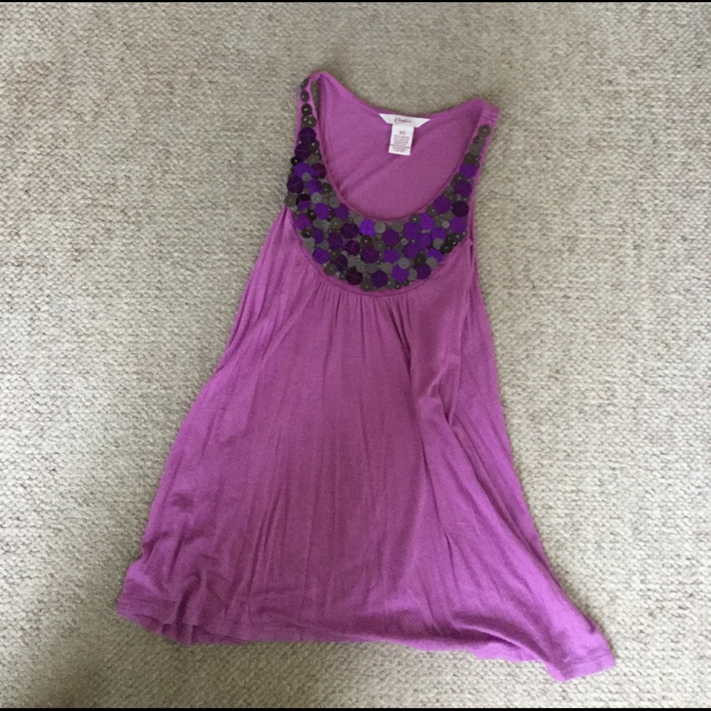 Sparkly purple sleeveless shirt