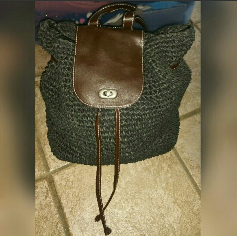Brown Straw Backpack
