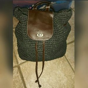 Brown Straw Backpack