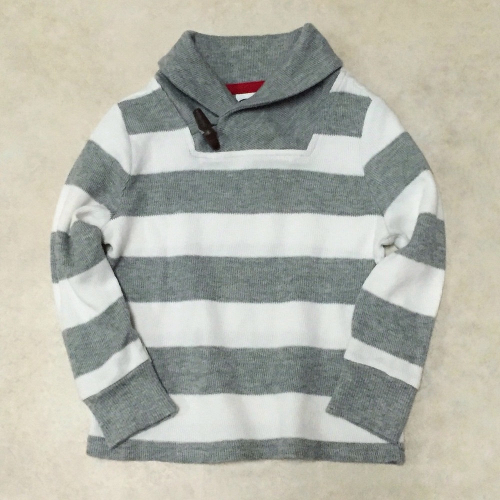 Toddler boys gray & white striped sweater