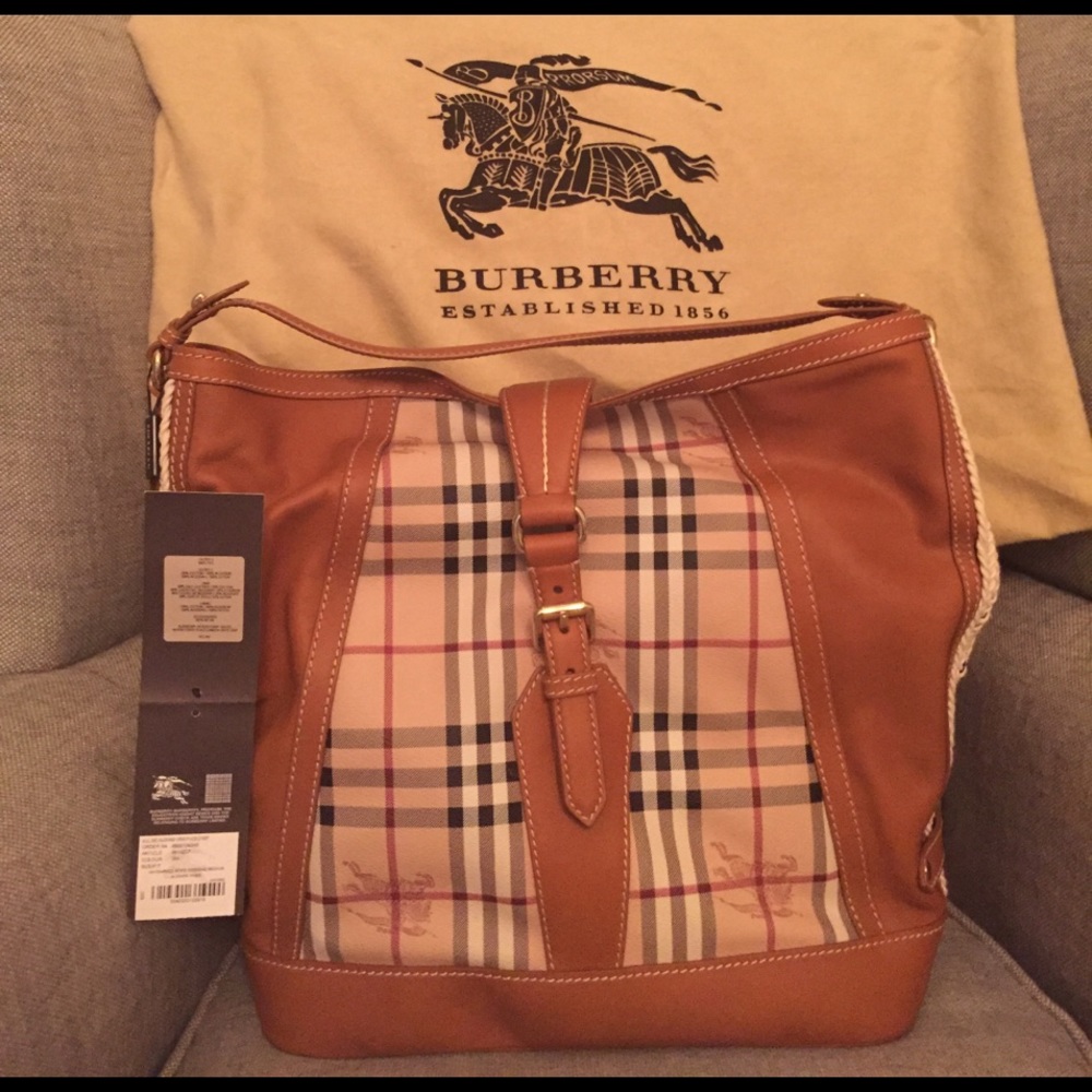 100% auth Burberry Haymarket rope webbing med hobo