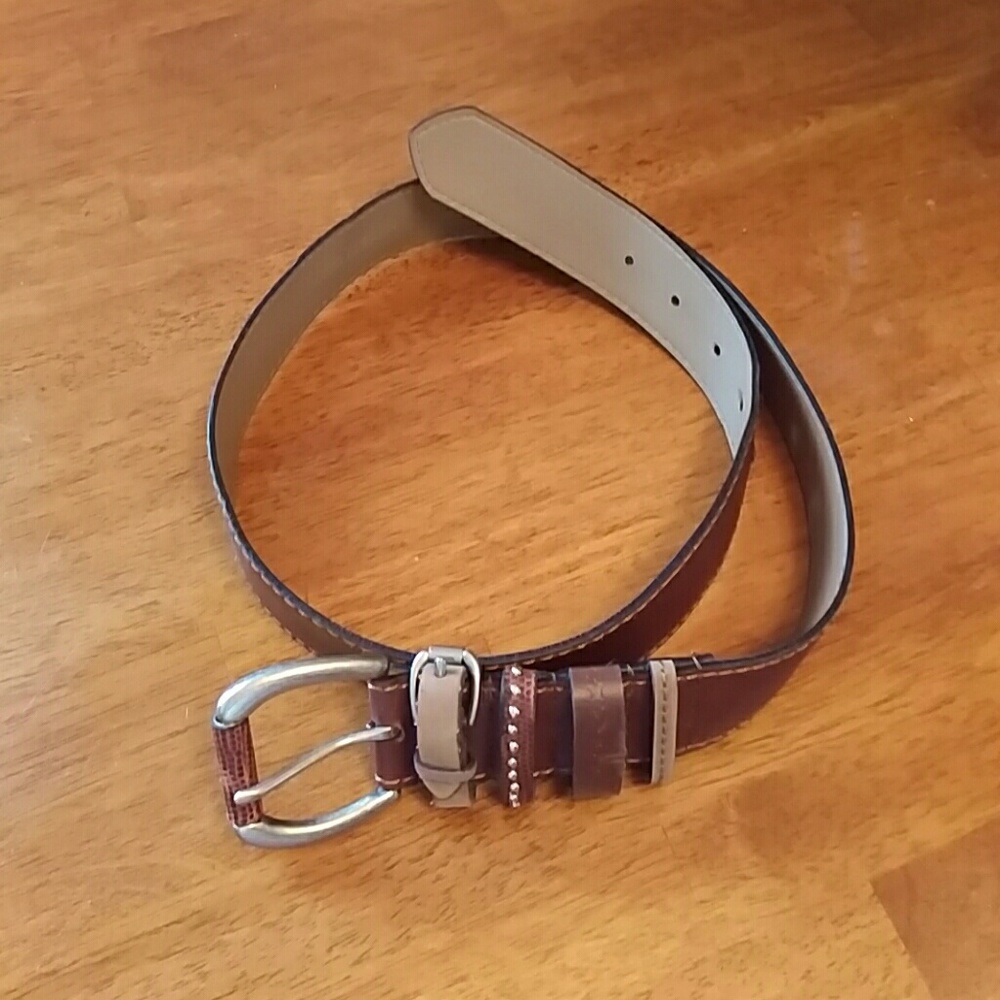 Brown leather belt with ebellishments
