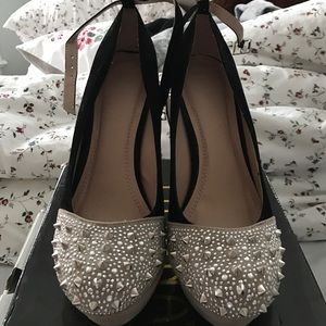 Black and Cream spiked heels