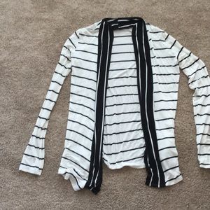 Black and white striped cardigan