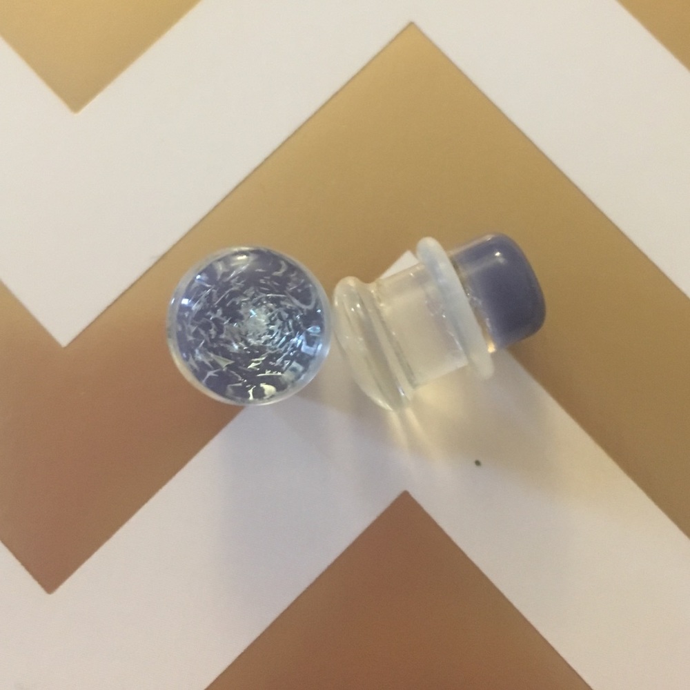 Purple & Silver Dichroic glass plugs