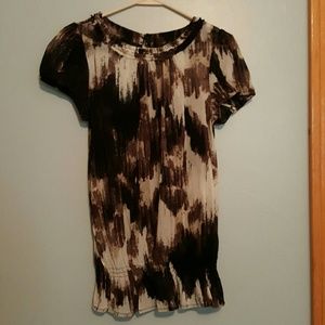The Limited XS black, brown, white semi sheer top