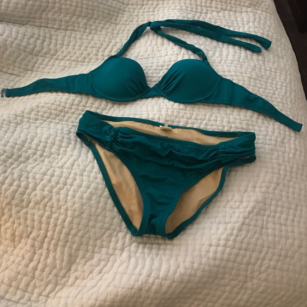Jcrew green retro bikini 34B/Small