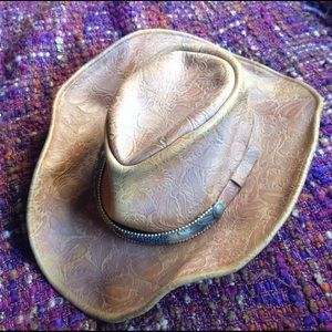 Vintage leather wildflower cowboy hat