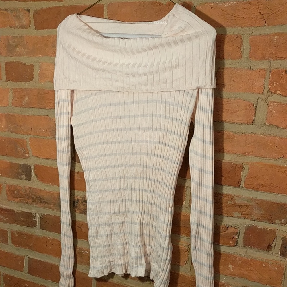 Grey and Pink Stripe Sweater Size SM