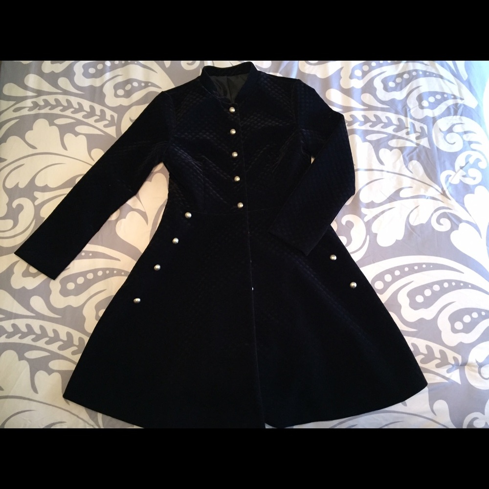 Black A-line Long Sleeve Buttoned Coat/Mini Dress