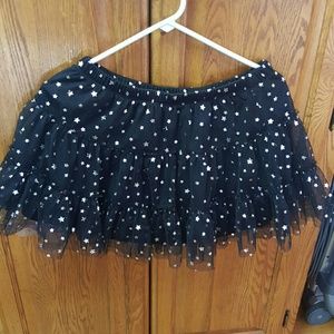 Black  tutu skirt w silver folil stars