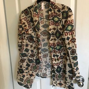 Tribal print open front cardigan